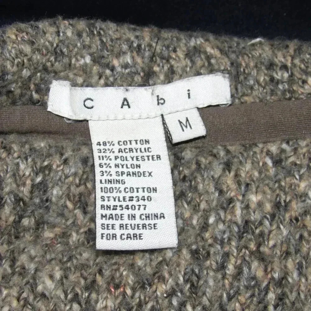 CABI Shawl Collar Knit Button Front Brown Tan Cardigan Style #340 Jacket Size M - Picture 7 of 7